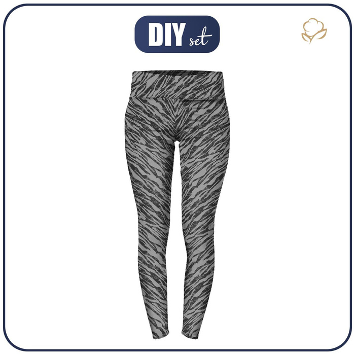 DAMEN THERMO LEGGINGS (GRETA) - ZEBRA m. 5 / grau - Nähset XL