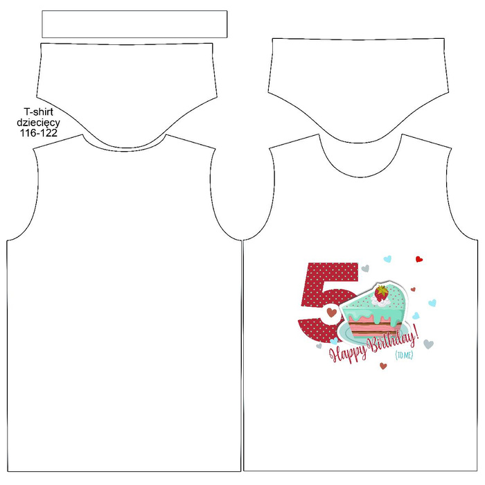 KID’S T-SHIRT - 5ST BIRTHDAY /  BIRTHDAY CAKE - single jersey (116/122)