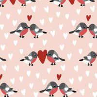 BIRDS IN LOVE PAT. 2 / light pink (BIRDS IN LOVE) - Cotton woven fabric