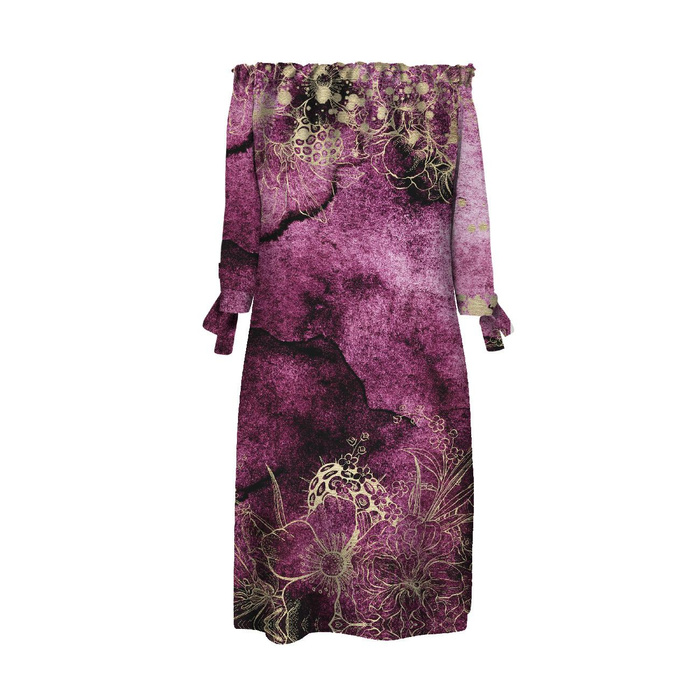 DRESS "CARMEN" - FLOWERS / golden contour Pat. 1 / WATERCOLOR MARBLE - sewing set