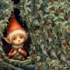 VINTAGE CHRISTMAS ELF - panel (75cm x 80cm)