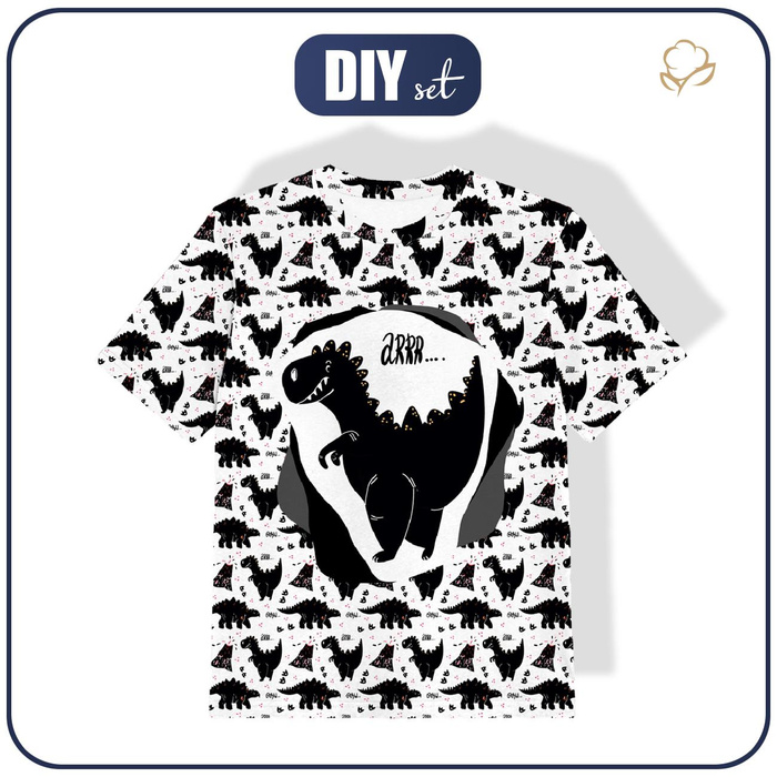 T-SHIRT DZIECIĘCY - CZARNY DINO / ARR - single jersey ITY (92/98)