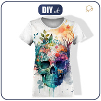 DAMEN T-SHIRT - WATERCOLOR SKULL - Nähset S
