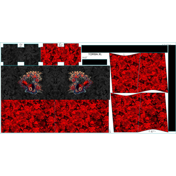 XL Tasche mit Utensilientasche 2 in 1 - FLOWER HEART - Nähset