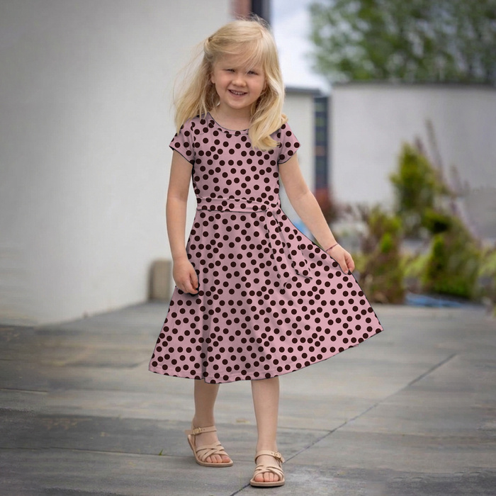 KID'S DRESS "MIA" (134/140) - POLKA DOTS WZ. 9 - sewing set