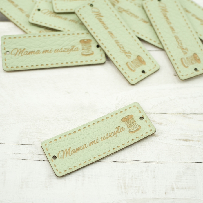 Metka Mama mi uszyła - szpulka 1,5x4 cm - lime cream