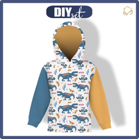 KID'S HOODIE (ALEX) - DINO / THE WILD ONE PAT. 2 - looped knit fabric (98/104)