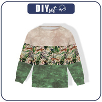 CHILDREN'S (NOE) SWEATSHIRT - CHEETAH / leaves / STRIPES - looped knit fabric (110/116)