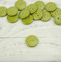 Kunststoffknopf mit Punkten mittelgroß - olive