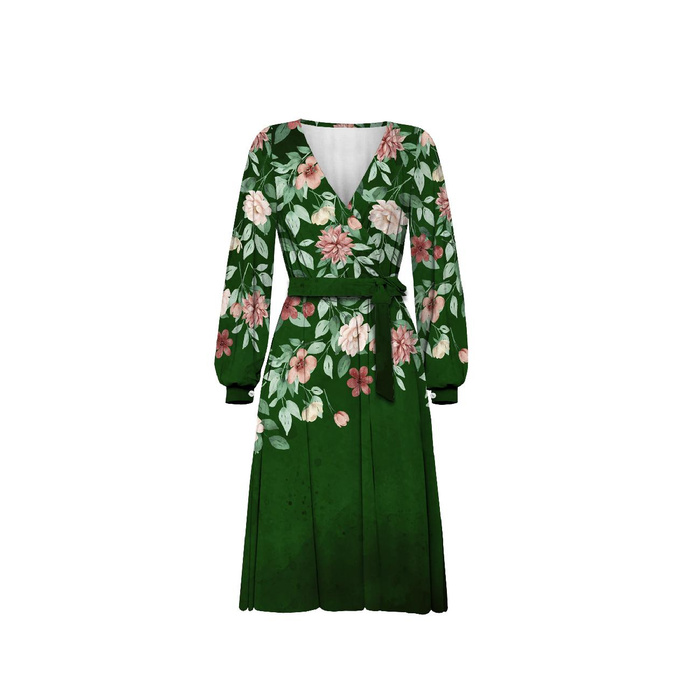 WRAP MIDI DRESS (BIANCA) - BEAUTIFUL FLOWERS - sewing set  M