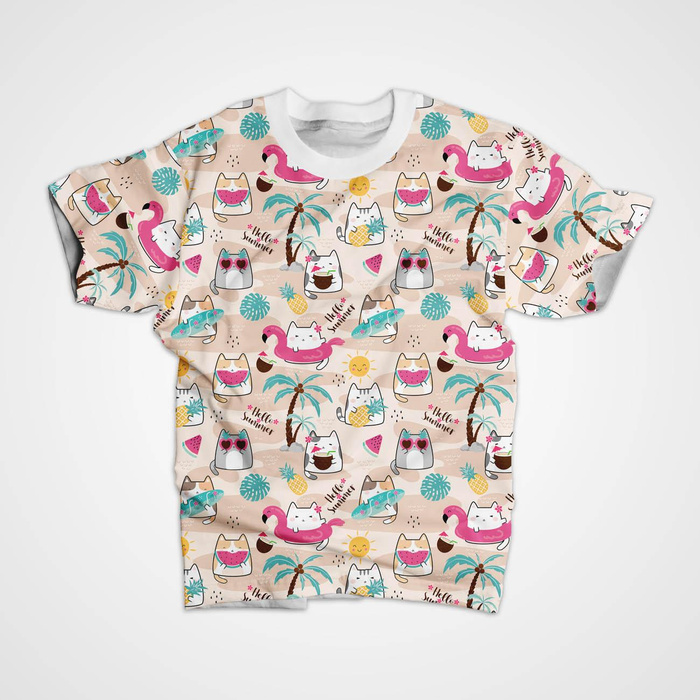 SUMMER CATS vz. 2 - organický úplet single jersey s elastanem 