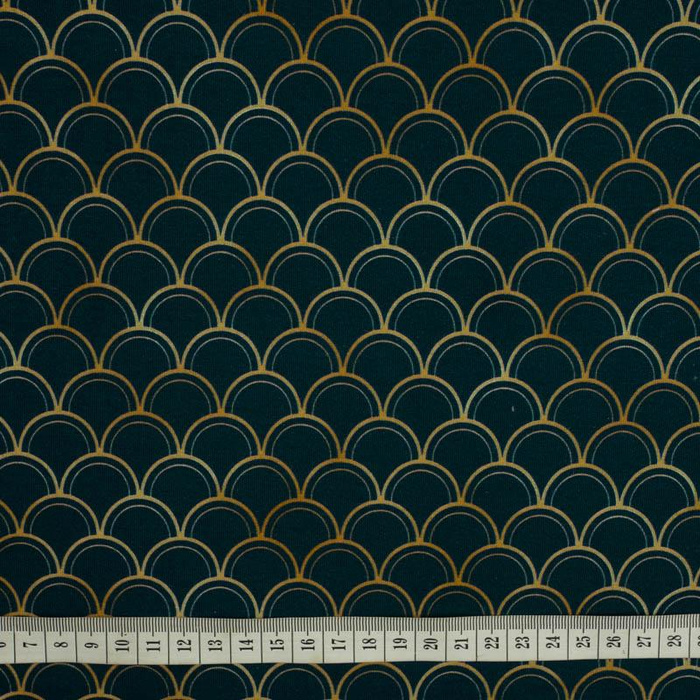 GOLDEN FISH SCALES pat. 2 (GOLDEN OCEAN) / dark blue - single jersey