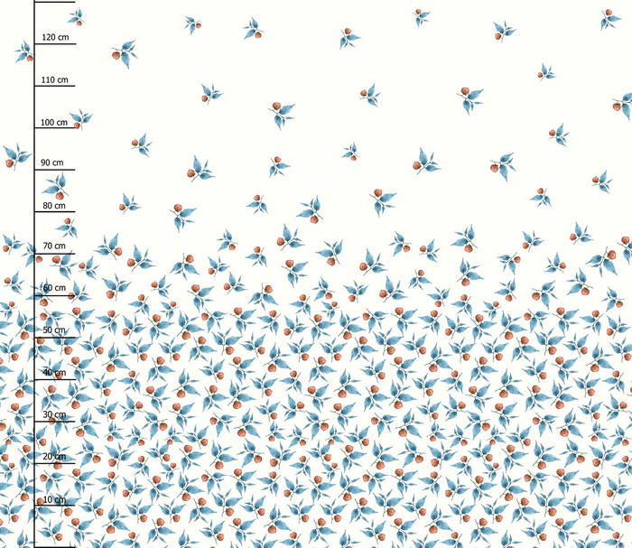 MODRY LISTY / bílá - panel pro šaty Mušelín bavlněný