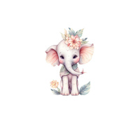 BABY ELEPHANT - Panel (75cm x 80cm) SINGLE JERSEY PANEL