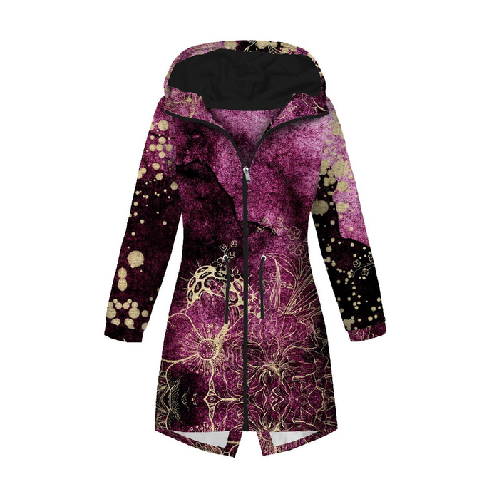 WOMEN'S PARKA (ANNA) - FLOWERS / golden contour Pat. 1  / WATERCOLOR MARBLE - softshell XL