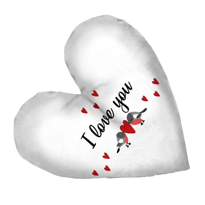 DECORATIVE PILLOW HEART - I love you / BIRDS