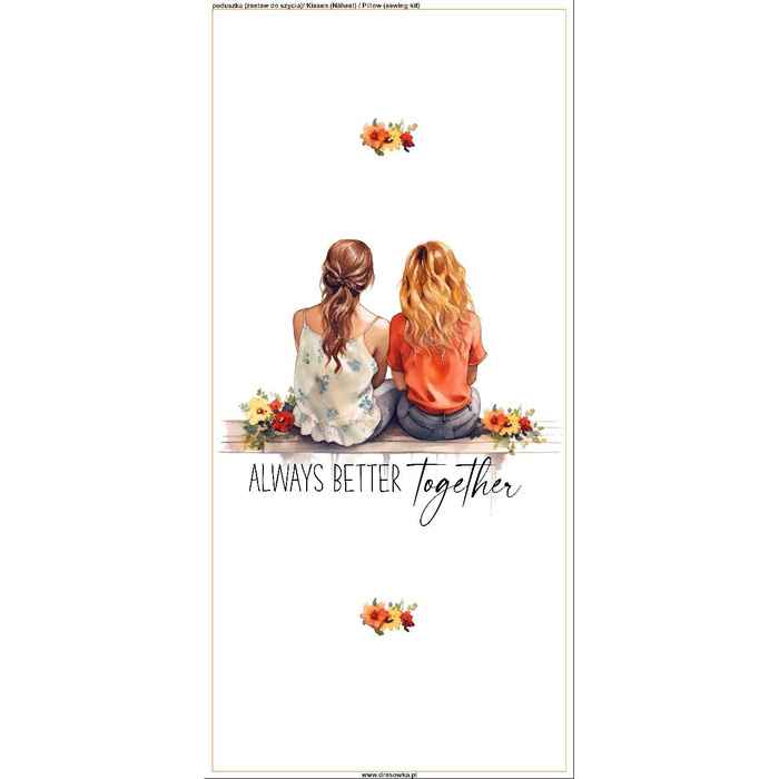 POLŠTÁŘ 45x45 - ALWAYS BETTER TOGETHER - Panama 220g - Sada šití