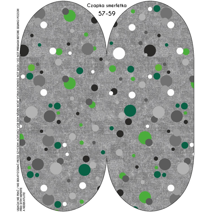 "Beanie" Mütze - GRÜNE PÜNKTCHEN / ACID WASH GRAU 44-47