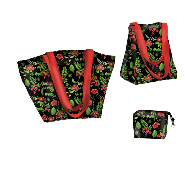 XL bag with in-bag pouch 2 in 1 - MINI RED GARDEN (PARADISE GARDEN) - sewing set