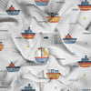 SHIPS pat. 2 / white (ADVENTURE BEGINS) - Cotton muslin