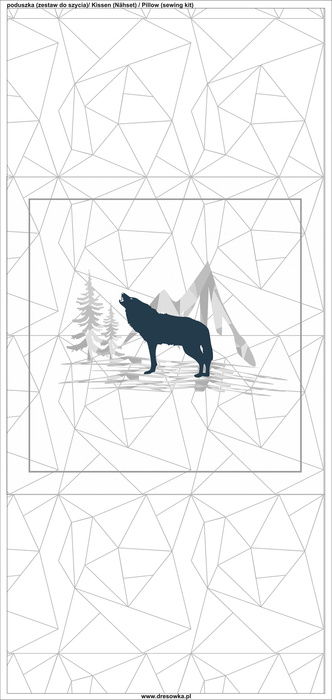PILLOW 45x45 - WOLF (ADVENTURE) - Upholstery velour - sewing set