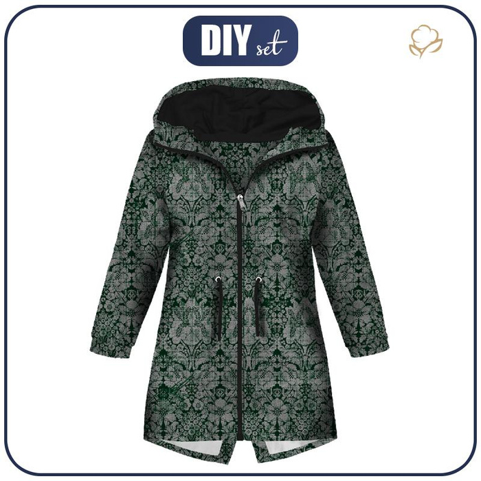DĚTSKÁ BUNDA PARKA (ARIEL) - KOUZELNÝ DAMASCO vz. 1 (KOUZELNÁ ŠKOLA) / zelená - softshell (98/104)