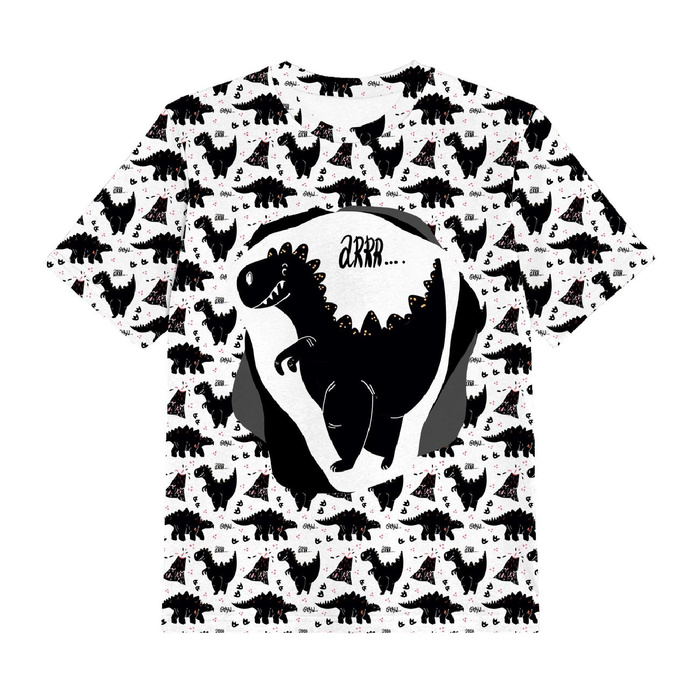T-SHIRT DZIECIĘCY - CZARNY DINO / ARR - single jersey ITY (92/98)