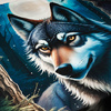 MOON WOLF - Panel (75cm x 80cm) Voděodolná tkanina Oxford