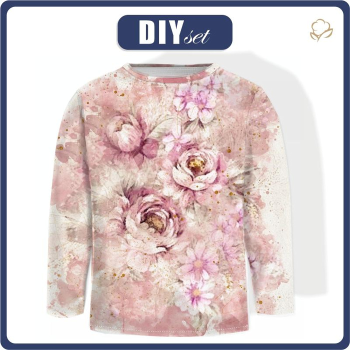 LONGSLEEVE - WATERCOLORS FLOWERS vz. 6 - single jersey (146/152)