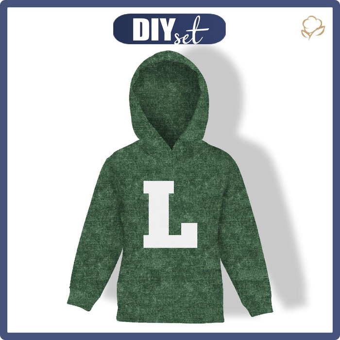 DZIECIĘCA BLUZA Z KAPTUREM (ALEX) - "L" / acid wash zielony - dzianina pętelkowa (98/104)