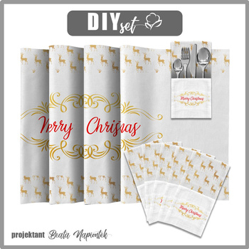 NAPKINS AND RUNNER - MERRY CHRISTMAS / reindeer - sewing set