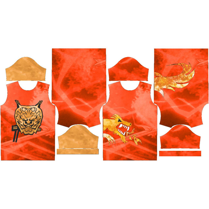 2-PACK - KINDER T-SHIRT - ROT NINJA - Nähset (152/158)