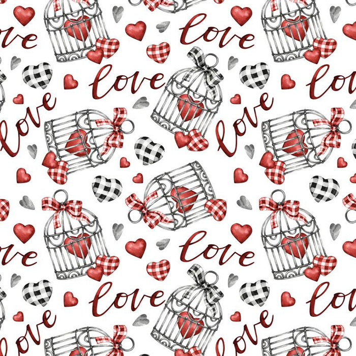 VALENTINE'S MIX PAT. 3 (CHECK AND ROSES) - Cotton woven fabric