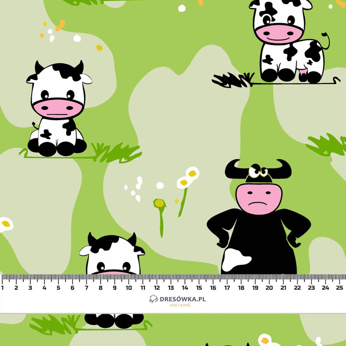 100cm COWS ON GREEN - Waterproof woven fabric