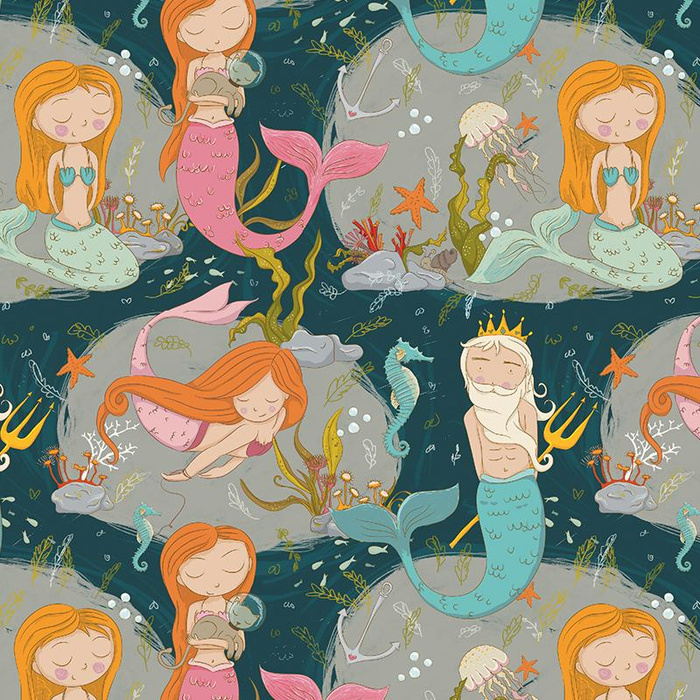 MERMAIDS - Cotton woven fabric