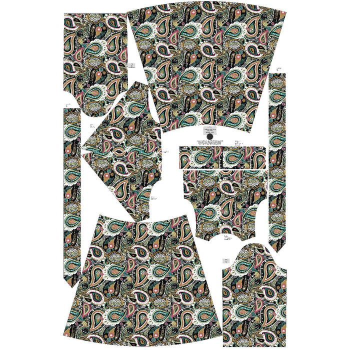 WRAP MIDI DRESS (BIANCA) - PAISLEY pat. 4 - sewing set L