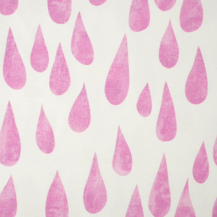 BIG DROPS ( pink ) / white  - Cotton woven fabric