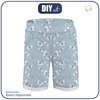 KID`S SHORTS (RIO) - BUTTERFLIES MIX PAT. 3 (WATER-COLOR BUTTERFLIES) - looped knit fabric (122/128)