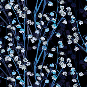 LILIES OF THE VALLEY pat. 1 (classic blue) / black