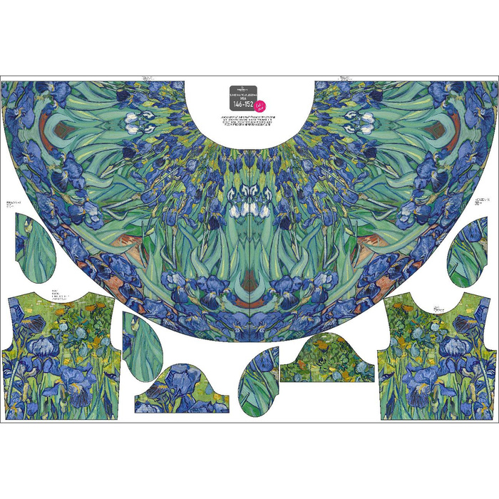 KINDER KLEID "MIA" - IRISES (Vincent van Gogh) - Nähset (134/140)