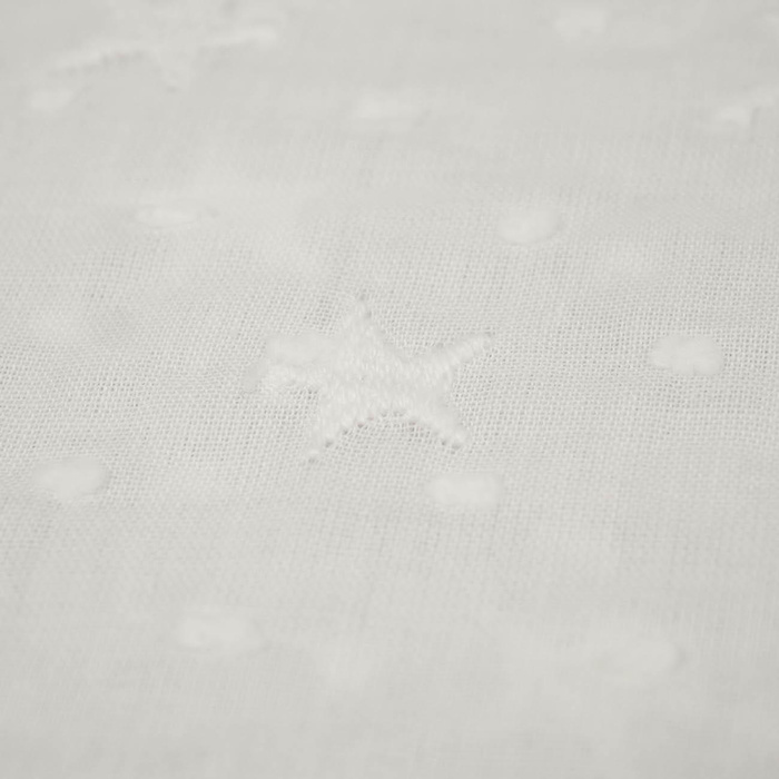 STARS / white - Embroidered cotton fabric