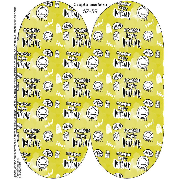 "Beanie" cap - POTWORNIE FAJNY DZIECIAK / YELLOW (SCHOOL DRAWINGS) 51-53