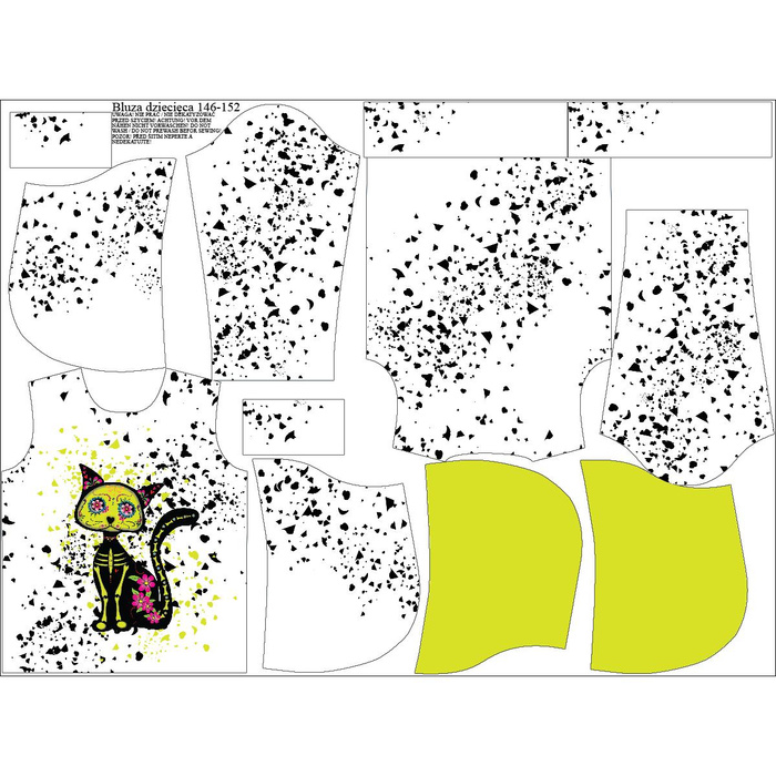 KID'S HOODIE (ALEX) - CAT ELENA (DIA DE LOS MUERTOS) - looped knit fabric (98/104)