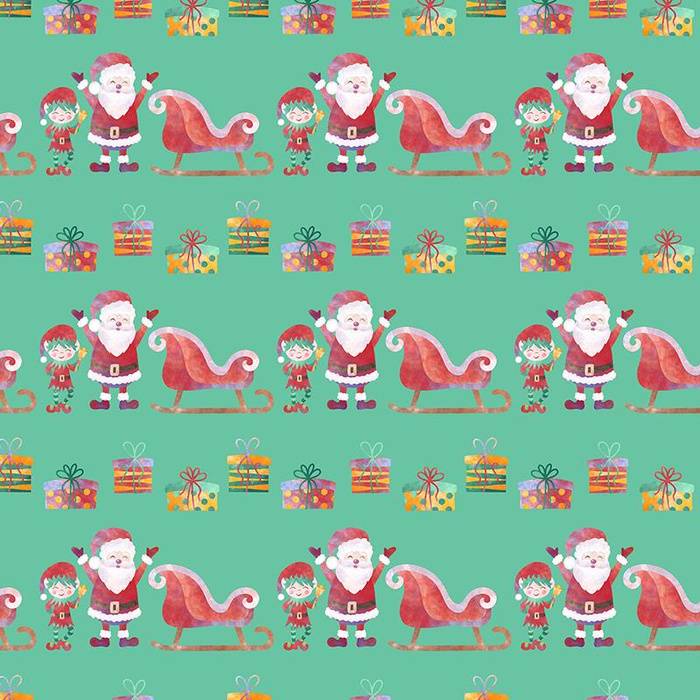 SANTA AND SLEIGH (CHRISTMAS FRIENDS) - Cotton woven fabric