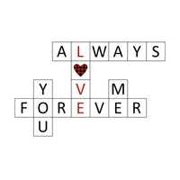 CROSSWORD (BE MY VALENTINE) - panel 50cm x 60cm