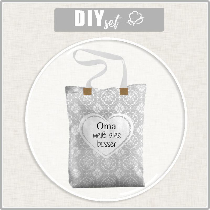 SHOPPER KABELKA - OMA WEISS ALLES BESSER - voděodolná tkanina - Sada šití