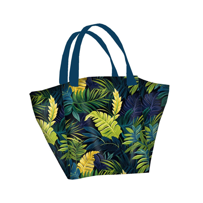 Torba XL z saszetką 2 w 1 - GREEN LEAVES wz.2 - zestaw do uszycia 