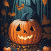 HALLOWEEN PUMPKIN  - panel (75cm x 80cm) SINGLE JERSEY PANEL