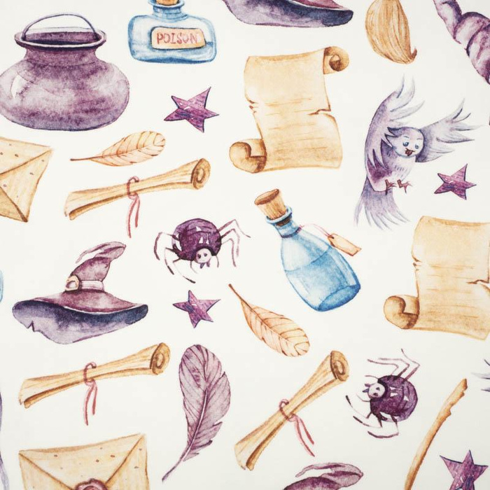 MAGIC WORLD pat. 3 (MAGIC SCHOOL) - Cotton woven fabric