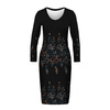 PENCIL DRESS (ALISA) - LEAVES PAT. 3 / BLACK - sewing set XL